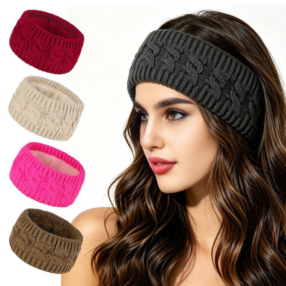 Elastic Knitted Hair Band Wint - Fleece Ear Warmer Band 评论和价格