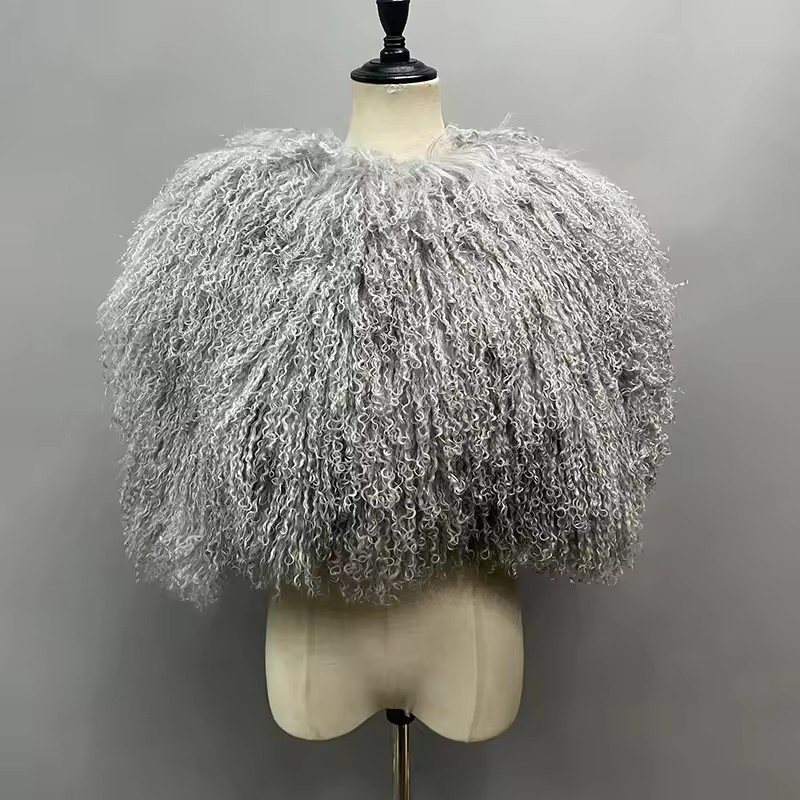 Genuine Real Mongolian Fur Wom - Shawl Wrap Winter 评论和价格