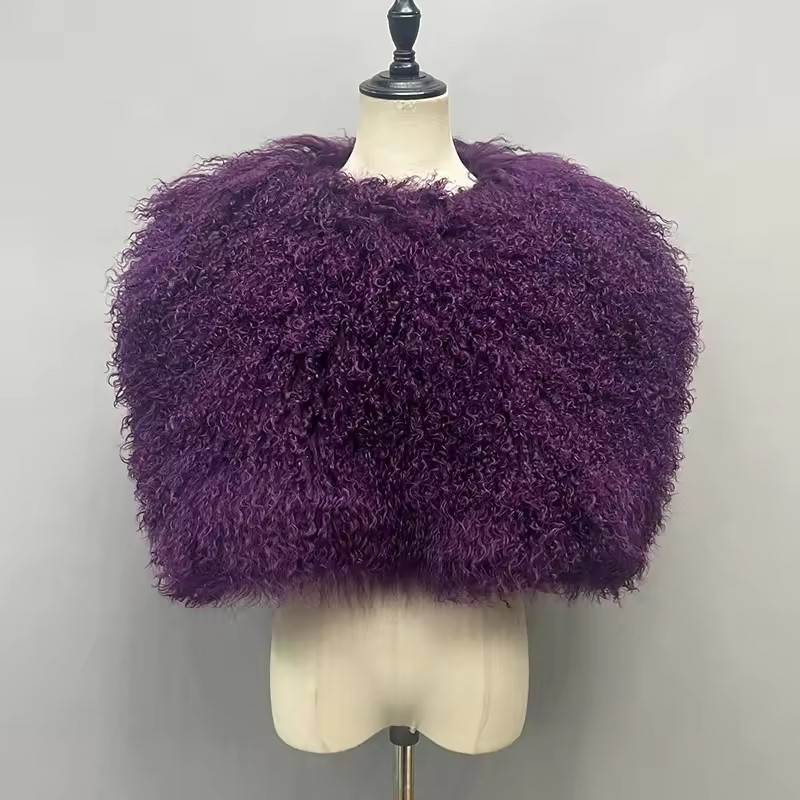 Genuine Real Mongolian Fur Wom - Shawl Wrap Winter 评论和价格