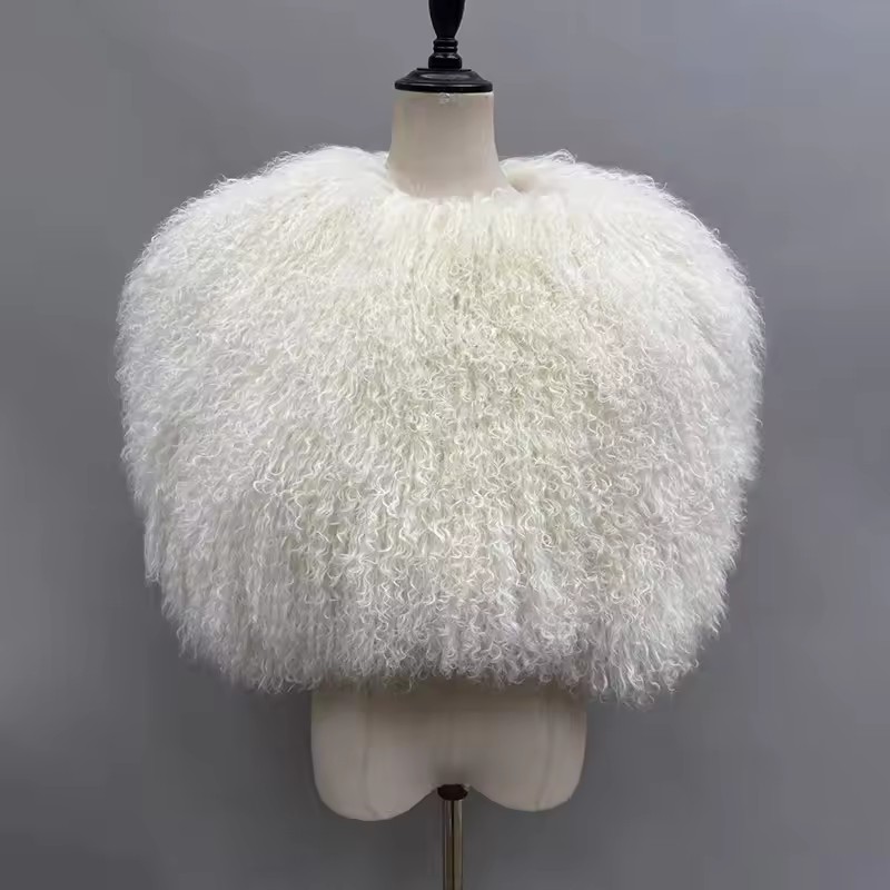 Genuine Real Mongolian Fur Wom - Shawl Wrap Winter 评论和价格