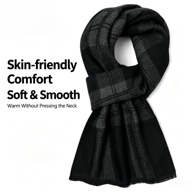 1 Pcs British Black and Gray C - Wool Scarf Men 评论和价格