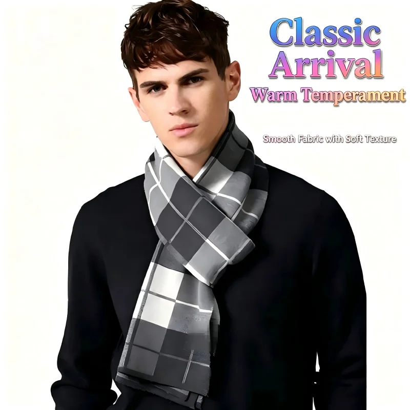 1 Pcs British Black and Gray C - Wool Scarf Men 评论和价格