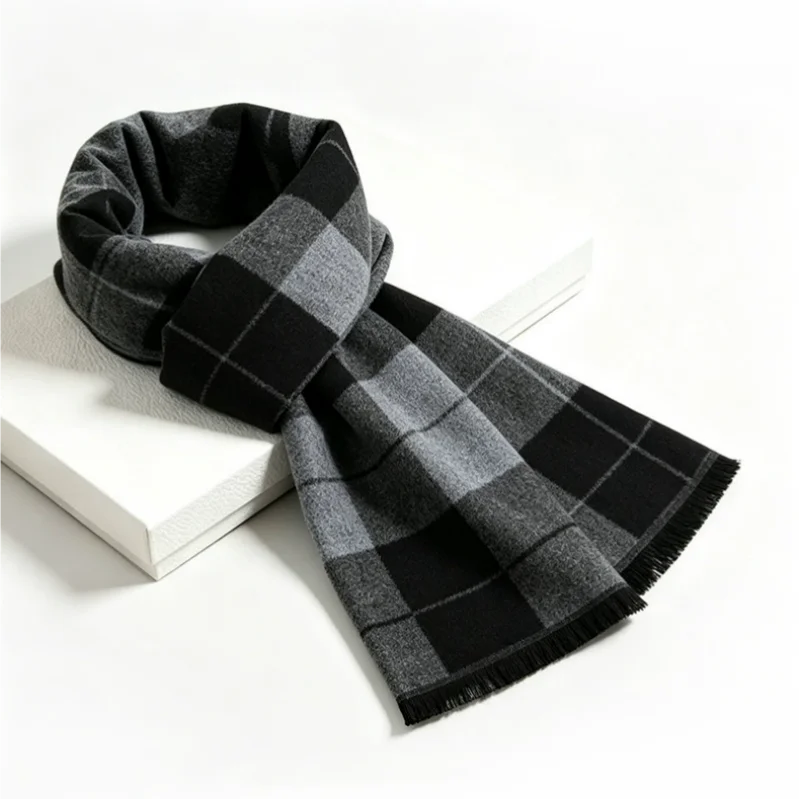 1 Pcs British Black and Gray C - Wool Scarf Men 评论和价格