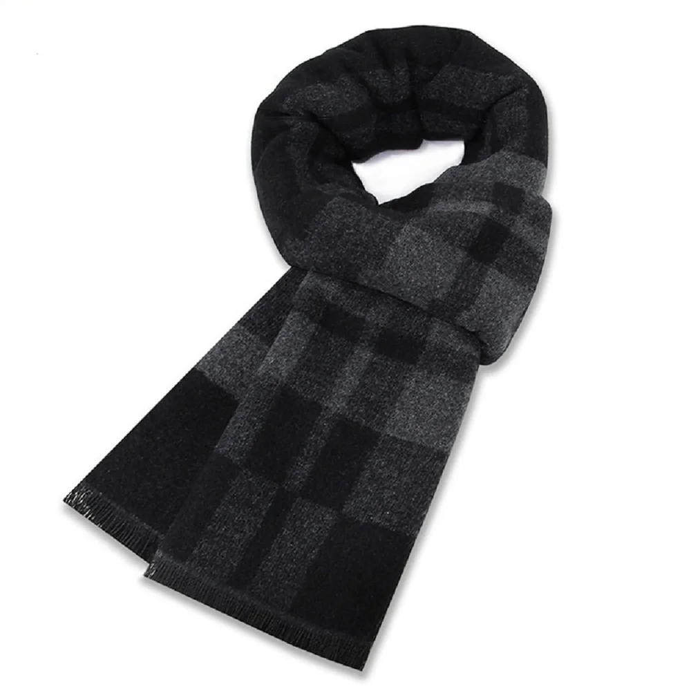 1 Pcs British Black and Gray C - Wool Scarf Men 评论和价格